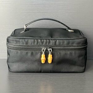 Gucci Black Cosmetic Bag with Silver Accents